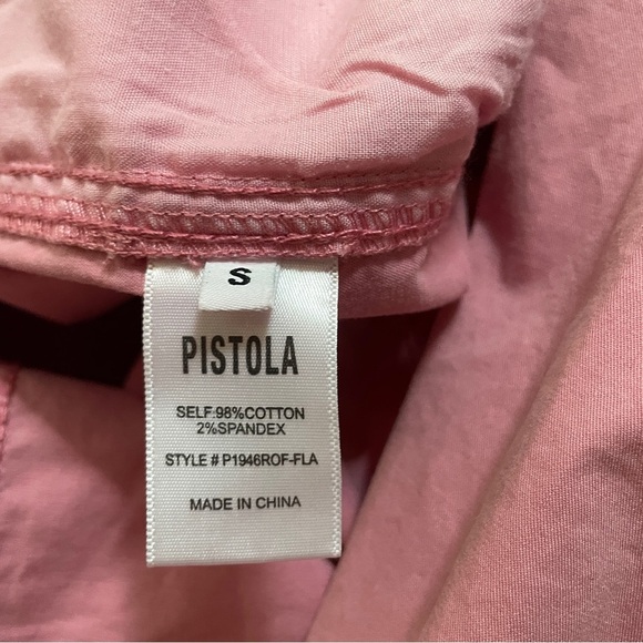 Pistola romper zip up short sleeve shorts jumpsuit drawstring pink cotton small - Picture 10 of 10